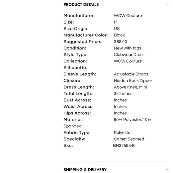 WOW Couture club wear mini black sz M - Picture 3 of 9